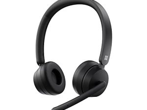 Microsoft Modern Wireless Headset - سماعة رأس لاسلكية ، سماعات رأس استريو مريحة على الأذن مع ميكروفون لإلغاء الضوضاء ، دونجل USB-A ، أدوات تحكم على الأذن ، كمبيوتر شخصي / Mac - معتمد لـ Microsoft Teams