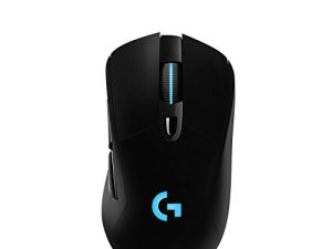 ماوس الألعاب اللاسلكي Logitech G703 Lightspeed مع مستشعر Hero 25K ، متوافق مع PowerPlay ، Lightsync RGB ، خفيف الوزن 95G + 10G اختياري ، 100-25 ، 600 نقطة في البوصة ، مقابض جانبية مطاطية - أسود