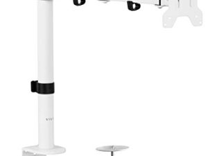 VIVO Single Monitor Arm Desk Mount ، يحمل شاشات حتى 38 بوصة واسعة للغاية ، حامل قابل للتعديل بالكامل مع C-Clamp وقاعدة جروميت ، VESA 75x75mm أو 100x100mm ، أبيض ، STAND-V001W