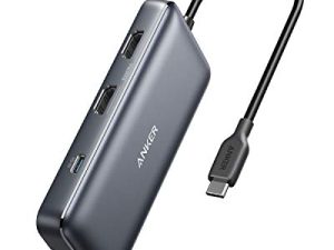 Anker USB C Hub ، محول PowerExpand 8-in-1 USB C ، مع منفذ HDMI ثنائي 4K ، توصيل طاقة 100 وات ، 1 جيجابت في الثانية إيثرنت ، 2 منفذ بيانات USB 3.0 ، قارئ بطاقات SD و microSD ، لأجهزة MacBook Pro و XPS والمزيد