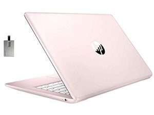 كمبيوتر محمول 2021 HP Stream 14 بوصة HD SVA ، معالج Intel Celeron N4000 ، ذاكرة وصول عشوائي 4 جيجابايت ، ذاكرة فلاش eMMC سعة 64 جيجابايت ، كاميرا ويب ، مكتب لمدة عام واحد ، بطاقة رسومات Intel UHD 600 ، نظام Win 10S ، وردي وردي ، بطاقة SnowBell USB بسعة 32 جيجابايت