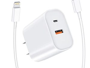 [معتمد من Apple MFi] شاحن iPhone سريع ، 20 واط PD + QC 3.0 مقبس شاحن جداري USB C مزدوج المنفذ مع سلك مزامنة بيانات شحن سريع للغاية 10FT لـ iPhone 13 12 11 XS XR X 8 iPad