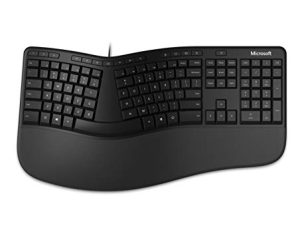 لوحة مفاتيح Microsoft Ergonomic Keyboard - أسود. لوحة مفاتيح سلكية ومريحة مع دعم مبطن للمعصم وراحة اليد. لوحة المفاتيح الانقسام. مفتاح مكتب مخصص.