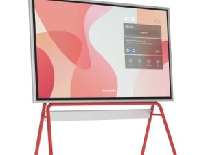 Vibe S1 55 "السبورة البيضاء الذكية ، شاشة تعمل باللمس ، لوحة تفاعلية 4K UHD ، جهاز كمبيوتر الكل في واحد للمكتب والفصول الدراسية مع نظام التشغيل Chrome ونظام التطبيق المفتوح (لوحة + حامل أحمر)