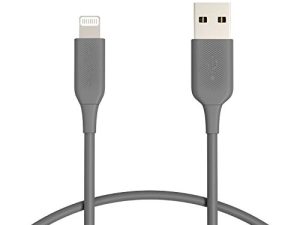 Amazon Basics ABS USB-A to Lightning Cable Cord ، شاحن معتمد من MFi لأجهزة Apple iPhone ، iPad ، رمادي ، 1-Ft