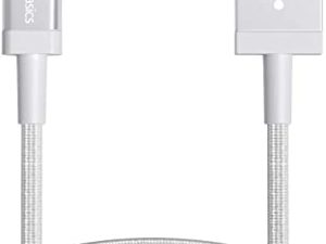 Amazon Basics Nylon كابل USB-A إلى Lightning ، شاحن معتمد من MFi لهاتف Apple iPhone 14 13 12 11 X Xs Pro ، Pro Max ، Plus ، iPad ، فضي ، 3 قدم