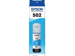 زجاجة حبر عالية السعة EPSON T502 EcoTank Ink باللون السماوي (T502220-S) لمجموعة مختارة من طابعات Epson EcoTank