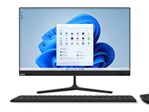 كمبيوتر مكتبي متكامل 23.8 بوصة عالي الدقة IPS الكل في واحد يعمل بنظام التشغيل Windows 11 - Intel N4120 QuadCore وذاكرة وصول عشوائي 4 جيجا بايت و 128 جيجا بايت SSD وواي فاي ثنائي النطاق وبلوتوث ومحرك أقراص صلبة قابل للتوسيع - كمبيوتر AIO مزود بكاميرا أمامية ولوحة مفاتيح لاسلكية وماوس