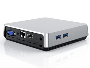 كمبيوتر صغير بدون مروحة معالج Intel Atom Z8350 ، كمبيوتر مكتبي صغير يعمل بنظام Windows 10 Pro ، 8 جيجابايت LDDR3 128 جيجابايت EMMC ، دعم كمبيوتر صغير شاشة مزدوجة / 4K HD / 2.4G + 5G واي فاي ثنائي النطاق للمسرح المنزلي للأعمال