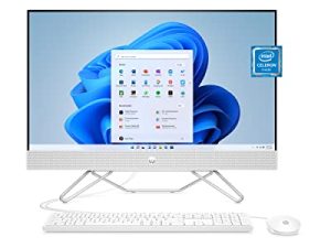 كمبيوتر مكتبي HP مقاس 23.8 بوصة متعدد الإمكانات ومعالج Intel Celeron J4025 وذاكرة وصول عشوائي 8 جيجابايت و 256 جيجابايت SSD وشاشة Full HD Micro-Edge و Windows 11 Home وكاميرا ويب للخصوصية 720 بكسل وواي فاي وبلوتوث كومبو (24-cb0010 ، 2022)