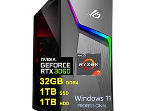 ASUS ROG Strix G10DK كمبيوتر سطح المكتب للألعاب | AMD 8-Core Ryzen 7 5800X (> i7-11700F) | 32 جيجا بايت DDR4 1 تيرا بايت SSD + 1 تيرا بايت HDD | بطاقة رسومات NVIDIA Geforce RTX 3060 12 جيجا بايت | كابل Aura SYNC Win11Pro Gray + HDMI