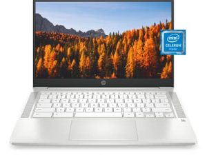 كمبيوتر محمول HP Chromebook 14 ، Intel Celeron N4020 ، ذاكرة وصول عشوائي 4 جيجابايت ، 32 جيجابايت eMMC ، شاشة 14 بوصة عالية الدقة Micro-Edge ، نظام تشغيل كروم ، رفيع ومحمول ، رسومات 4K ، لوحة مفاتيح سنو وايت (14a-na0023nr ، 2021 ، أبيض سيراميك)