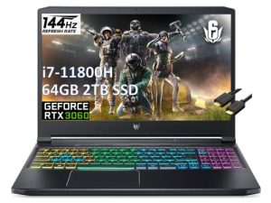 Acer Predator Helios Triton 300 15.6 "FHD 144Hz 3ms (Intel Core i7-11800H، 64GB RAM، 2TB SSD، Geforce RTX 3060) IPS Gaming Laptop، RGB Backlit، Thunderbolt، IST HDMI، Windows 11 Home - 2022