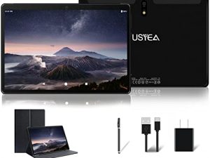 JUSYEA 2023 Android 11 Tablets 10.1 inch J5-W Tablets Octa-core- 4GB RAM + 64GB ROM قابلة للتوسيع 128GB-8000mAh بطارية - 2.4G & 5G WiFi - جسم معدني مع حافظة وقلم - أسود