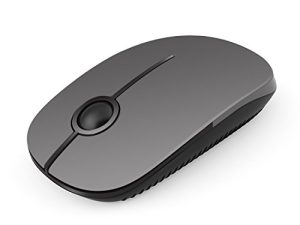 ماوس لاسلكي ، ماوس Vssoplor 2.4G نحيف للكمبيوتر المحمول مع مستقبل نانو لأجهزة الكمبيوتر المحمول والكمبيوتر الشخصي والكمبيوتر المحمول والكمبيوتر (أسود ورمادي)