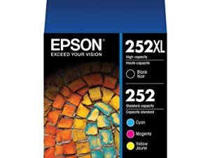 حزمة EPSON T252 DURABrite Ultra Ink عالية السعة لخرطوشة ألوان سوداء وقياسية (T252XL-BCS) لمجموعة مختارة من طابعات Epson WorkForce