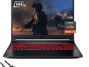 لاب توب Acer Nitro 5 3060 للألعاب ، 15.6 بوصة FHD IPS 144 هرتز ، GeForce RTX 3060 ، AMD 6-Core Ryzen 5 5600H (Beat i7-11600H) ، 32 جيجا بايت رام ، 1 تيرا بايت PCIe SSD + 1 تيرا بايت HDD ، VR Ready ، RGB ، WiFi 6 ، SPS كابل HDMI 2.1 ، Win 11