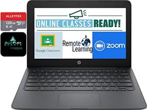 كمبيوتر محمول HP Chromebook 11.6 بوصة عالي الدقة للأعمال والطلاب ، Intel Celeron N3350 ، ذاكرة 4 جيجابايت ، مساحة 160 جيجابايت (32 جيجابايت eMMC + بطاقة ذاكرة 128 جيجابايت) ، كاميرا ويب ، USB-C ، WiFi ، Bluetooth ، Chrome OS + AllyFlex mp