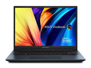 ASUS VivoBook Pro 14 OLED كمبيوتر محمول ، شاشة 14 بوصة 2.8K OLED ، AMD Ryzen 7 6800H وحدة المعالجة المركزية المحمولة ، NVIDIA GeForce RTX 3050 GPU ، 16 جيجا رام ، 1 تيرا بايت SSD ، Windows 11 Home ، Quiet Blue ، M6400RC-EB74