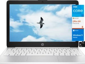 كمبيوتر محمول HP 2022 Stream 11 ، معالج Intel QuadCore Celeron N4120 ، ذاكرة وصول عشوائي سعتها 4 جيجابايت ، سعة تخزين 64 جيجابايت ، شاشة 11.6 بوصة عالية الدقة مضادة للتوهج ، نظام التشغيل Windows 11 ، عمر بطارية طويل ، نحيف ومحمول ، يتضمن Microsoft 365 لمدة عام واحد ، بطاقة TiTac