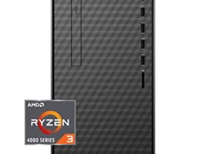 كمبيوتر مكتبي HP ، معالج AMD Ryzen 3 4300G ، ذاكرة وصول عشوائي (RAM) سعة 8 جيجابايت ، سعة تخزين 512 جيجابايت SSD ، Windows 11 ، أداء عالي السرعة ، كمبيوتر ، 8 منافذ USB للأعمال والدراسة والفيديو والألعاب (M01-F1120 ، 2021)