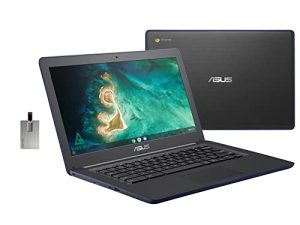 2022 ASUS 14 "HD Rugged Business Chromebook Laptop، Intel Celeron N3350 Processor، 4GB RAM، 32GB eMMC Flash Memory، Intel Graphics 500، HD Webcam، Stereo Speakers، Chrome OS، Dark Blue، 32GB USB Card