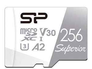 Silicon Power 256GB Superior Micro SDXC UHS-I (U3) ، V30 4K A2 ، متوافق مع بطاقة GoPro Hero 9 عالية السرعة MicroSD مع محول
