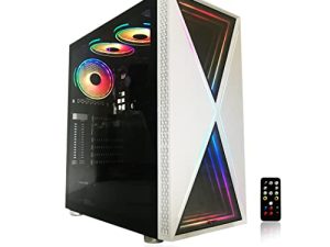Alarco Gaming PC Desktop White Computer Intel i5 3.10GHz، 8GB RAM، 1TB Hard Drive، Windows 10 pro، WiFi Ready، Video Card Nvidia GTX 650 1GB، RGB Front Panel with 3 RGB Fans with Remote