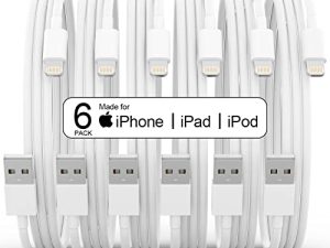 عبوات (3/3/6/6/6/10 قدم) [معتمد من Apple MFi] كابل شاحن iPhone طويل سريع الشحن ومزامنة البيانات عالية السرعة USB متوافق مع iPhone 14/13/12/11 Pro Max / XS MAX / XR / XS / X / 8/7 / Plus iPad AirPods