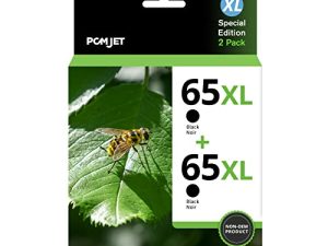 خرطوشة حبر أسود 65XL متوافقة مع حبر HP 65 أسود تعمل مع Deskjet 3755 3700 2600 3752 2652 2655 3722 ، Envy 5055 5000 5052 5070 5014 ، طابعة AMP 1001201125130 (2 أسود)