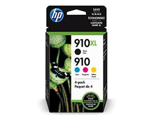 خراطيش حبر HP 910 / 910Xl (3Jb41an) (أزرق سماوي وأرجواني وأصفر وأسود) عبوة من 4 عبوات في عبوات البيع بالتجزئة