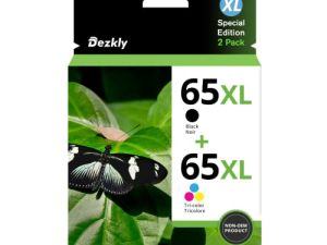 65XL عبوة كومبو خراطيش حبر ملونة عالية الإنتاجية ، معاد تصنيعها لـ HP 65 XL ، تعمل مع AMP 100120 DeskJet 2622 2652 2655 3752 3755 Envy 5052 5055 (1 أسود ، ثلاثي الألوان)