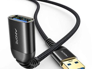AINOPE 2 Pack USB 3.0 Extension Cable Type A ذكر إلى أنثى سلك تمديد 3.3FT مادة مضفرة متينة سريع نقل البيانات متوافق مع لوحة مفاتيح USB ، ماوس ، محرك فلاش ، محرك أقراص ثابتة ، طابعة - أسود