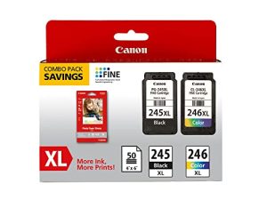 عبوة أحبار وورق من كانون 8278B005 ، PG245 ، CL-246 XL ، 50 ورقة ، 4 × 6