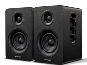 Sanyun SW208 3 "Active Bluetooth 5.0 مكبرات صوت مكتبيّة - وحدة مكبر صوت من ألياف الكربون 60 واط - مدمج 24 بت DAC - صوت محيطي ديناميكي ثلاثي الأبعاد - 2.0 مكبرات صوت لشاشة الكمبيوتر الشخصي (زوج ، أسود)