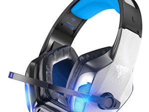 سماعة رأس الألعاب BENGOO V-4 لأجهزة Xbox One و PS4 والكمبيوتر الشخصي ووحدة التحكم وسماعات إلغاء الضوضاء فوق الأذن مع ميكروفون وإضاءة LED وغطاء للأذنين بذاكرة ناعمة محيطية لأجهزة PS2 Mac Sega Dreamcast PS5