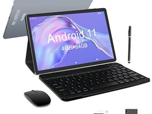 جهاز لوحي YESTEL 10 بوصة يعمل بنظام Android 11 فائق القوة ثماني النواة | 4 جيجا بايت رام 64 جيجا بايت روم | عالية الدقة 1920 × 1200 | 8000 مللي أمبير | 13 ميجا بكسل + 5 ميجا بكسل | لوحة مفاتيح بلوتوث | ماوس لاسلكي والمزيد - رمادي
