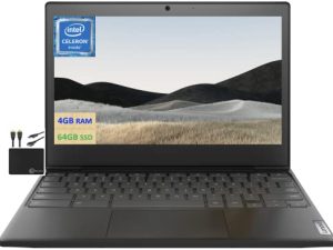Lenovo 2022 Newest Lightweight Chromebook 3 11.6 "HD Screen Laptop Business Student، Intel Celeron N4020 Dual-Core، up to 2.8 GHz، 4GB RAM، 64GB eMMC Storage، WiFi 5، Webcam، Chrome OS + MarxsolCables