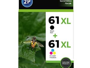 61XL خراطيش حبر أسود اللون حزمة كومبو بديلة لخرطوشة حبر HP 61 XL إنتاجية عالية من Forzik ، حبر مُعاد تصنيعه مع DeskJet 2540 Envy 4500 4502 5530 OfficeJet 2622 4630 (1 أسود 1 لون)