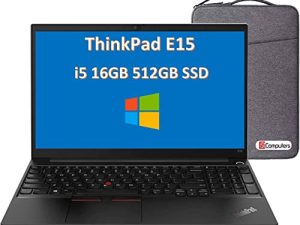 2021 Lenovo ThinkPad E15 15.6 "FHD كمبيوتر محمول للأعمال ، الجيل العاشر من Intel i5-10210U (حتى 4.20 جيجاهرتز) ، ذاكرة وصول عشوائي 16 جيجابايت ، 512 جيجابايت SSD ، WiFi HDMI Win10 Pro