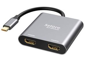 USB C إلى Dual HDMI Adapter 4K @ 60hz ، Selore & S-Global Type C إلى محول HDMI لجهاز MacBook Pro Air 2020/2019/2018 ، LenovoYoga 920 / Thinkpad T480 ، Dell XPS 13/15 ، إلخ