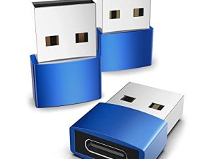 Syntech USB C Female to USB A Male Adapter 3 Pack ، محول طاقة كابل شاحن من النوع C متوافق مع iPad Air 6 ، iPhone 13/12 Pro Max ، Apple Watch S7 ، Samsung Galaxy S20 إلخ أزرق