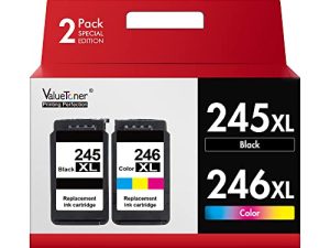 استبدال خراطيش الحبر Valuetoner لخراطيش حبر كانون 245 و 246 Pg-245Xl Cl-246Xl PG-243 CL-244 متوافقة مع TR4520 MX492 MX490 MG2420 MG2520 MG2522 MG2920 MG2922 MG3022 MG3029 (عبوتان)