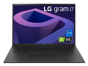 LG gram (2022) 17Z90Q كمبيوتر محمول خفيف الوزن للغاية ، 17 بوصة (2560 × 1600) شاشة IPS ، Intel i7 1260P CPU ، NVIDIA RTX2050 GPU ، 32 جيجا بايت رام ، 2 تيرا بايت NVMe SSD ، FHD Webcam ، WiFi 6E ، Thunderbolt 4 ، Windows 11 Pro ، أسود