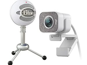 كاميرا ويب Logitech for Creators StreamCam Premium ، Full HD 1080p 60 fps ، عدسة زجاجية فاخرة ، تركيز تلقائي ذكي ، ميكروفون USB أبيض وأزرق كرة الثلج - أبيض محكم
