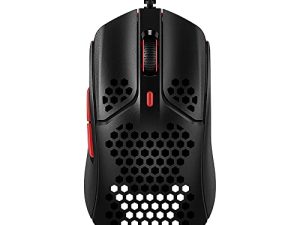 HyperX Pulsefire Haste - ماوس ألعاب - خفيف الوزن للغاية ، 59 جرام ، هيكل قرص العسل ، تصميم Hex ، كابل HyperFlex USB ، حتى 16000 نقطة في البوصة ، 6 أزرار قابلة للبرمجة - أسود / أحمر