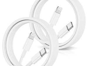 كابل شحن USB C إلى Lightning 6FT ، [معتمد من Apple MFi] 2 عبوة من كبل شحن iPhone السريع ، سلك شحن من النوع C متوافق مع iPhone 14 13 12 11 Pro Max XS XR X 8 iPad ، أبيض
