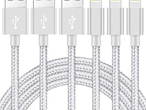 كابل شاحن Ximytec iPhone [معتمد من Mfi] سلك شحن USB عالي السرعة مضفر من النايلون بطول 10 أقدام متوافق مع iPhone 12/11 / XS / XR / X / 8/7/6/5 / iPad-SilverGray