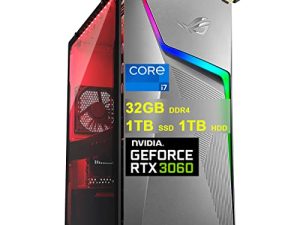 الكمبيوتر المكتبي المخصص للألعاب ASUS ROG Strix G10CE | 11th Gen Intel 8-Core i7-11700 | 32 جيجا بايت DDR4 1 تيرا بايت SSD + 1 تيرا بايت HDD | جيفورس آر تي إكس 3060 12 جيجا جرافيك | DisplayPort Aura Sync Lighting Win11 رمادي + كابل HDMI
