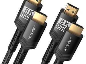 8K HDMI Cable 2 Pack 10ft ، JSAUX 48Gbps عالي السرعة HDMI 2.1 سلك HDMI مضفر ، 4K 120Hz 144Hz ، 8K 60Hz ، ديناميكي HDR ، DTS: X ، 2K ، 1080P ، 3D ، eARC متوافق مع أجهزة الكمبيوتر المحمول UHD TV Gaming Monitor PS5 - أسود